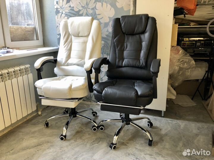 Компьютерное кресло с массажем эко-кожа