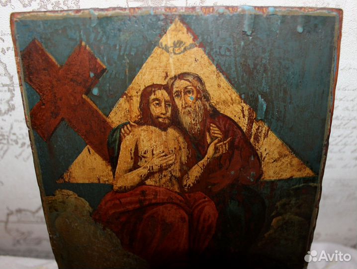 Старинная Икона Святая Троица Новозаветная 18*15