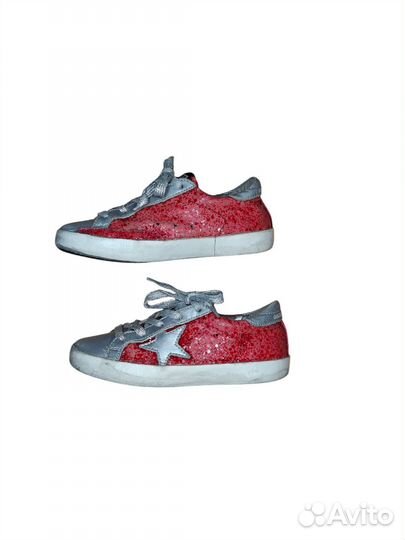 Кеды Golden Goose Superstar Rosso Glitter argento