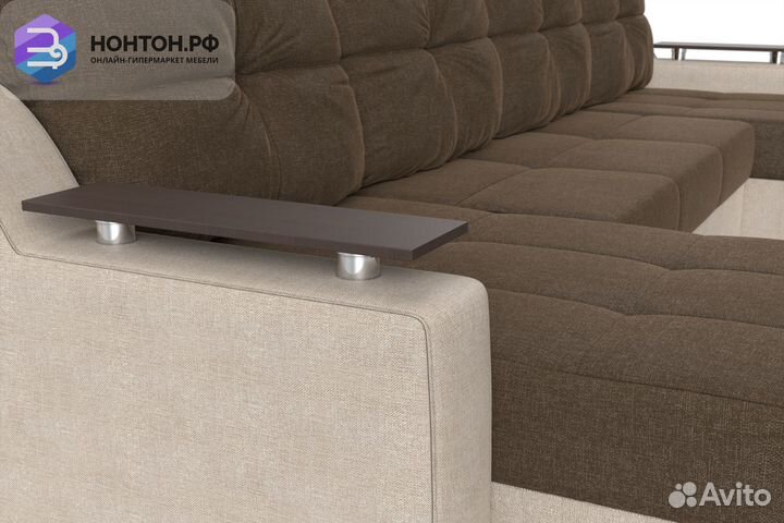 Диван п-образный еврокнижка Сенатор коричневый / б