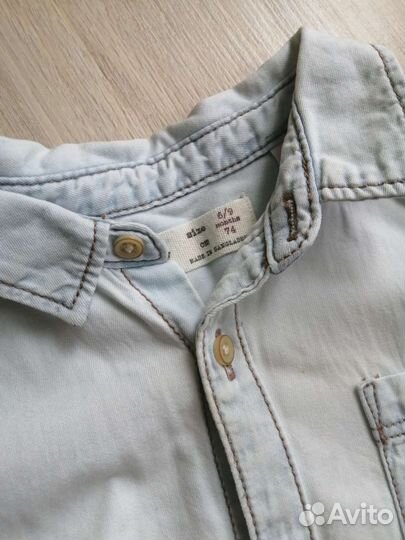 Джинсовая рубашка zara для мальчика 74р