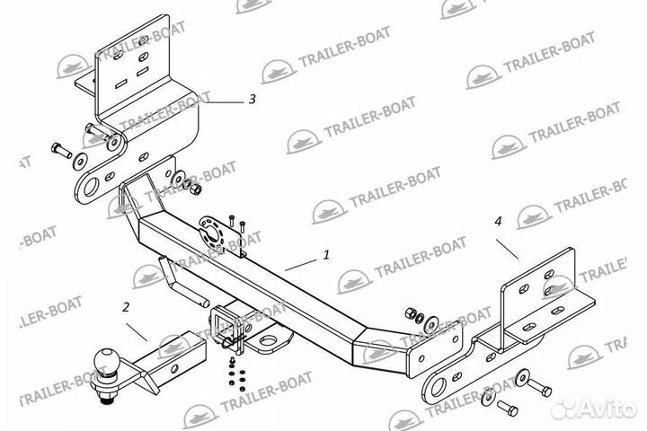 Фаркоп на Isuzu MU-X II 2022-XX, под квадрат, 52555