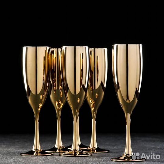 Набор бокалов для шампанского 'Золото', 170 мл, 6
