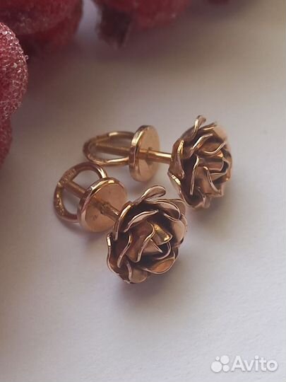 Золотые серьги пусеты 583пр