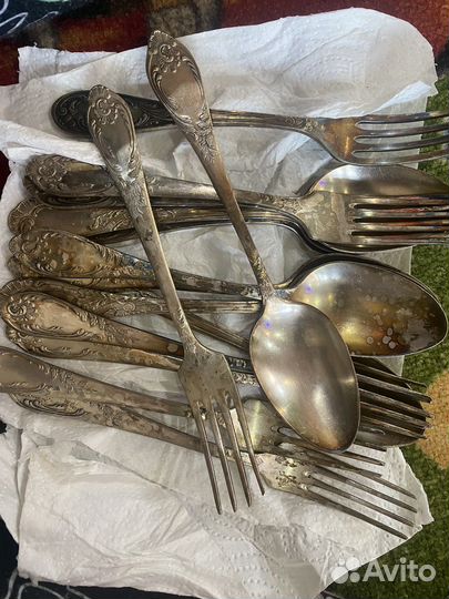 Набор вилок и ложек мельхиор