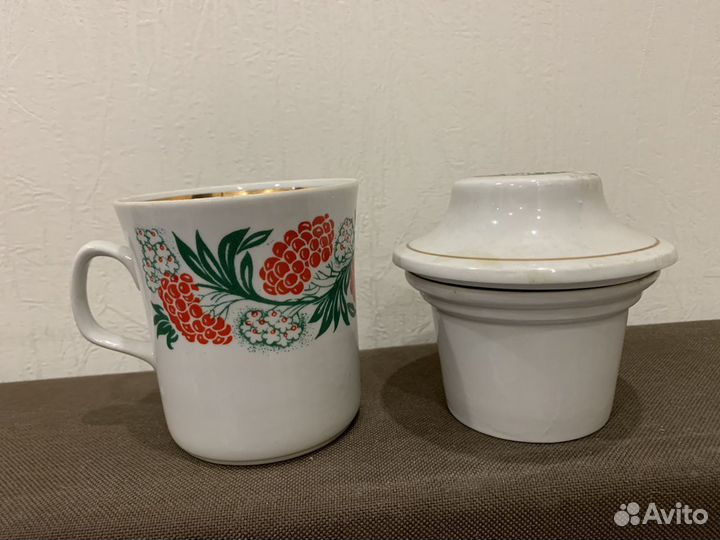 Кружка заварочная фарфоровая с ситчиком