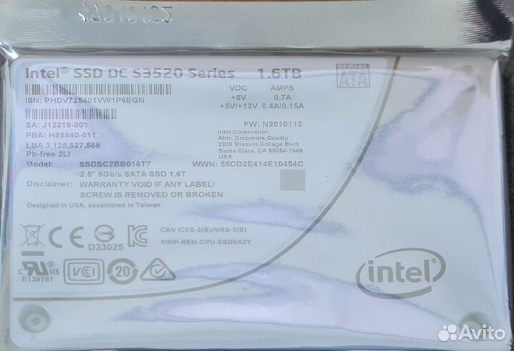 SSD Intel ssdsc2BB016T701 1,6 TB новый