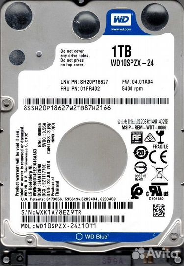 Жесткий диск для ноутбука wd10spzx-24 1TB