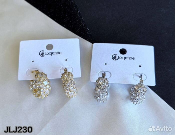 Эстетичные серьги, разные, премиум цирконы