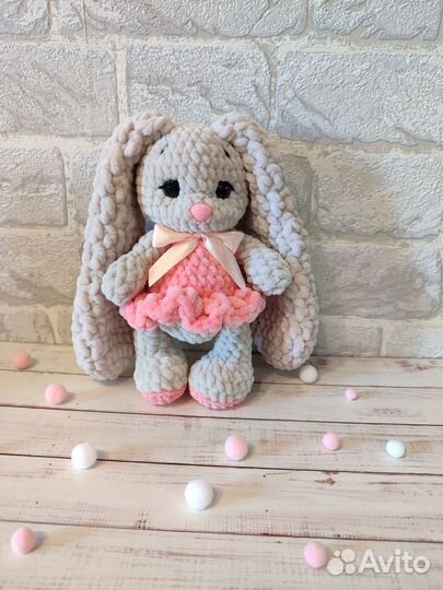 Вязаный зайка, в наличии. Мягкие игрушки