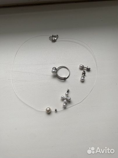 Серебрянный комплект с жемчугом