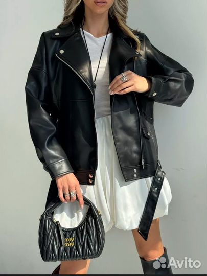 Кожаная куртка косуха женская
