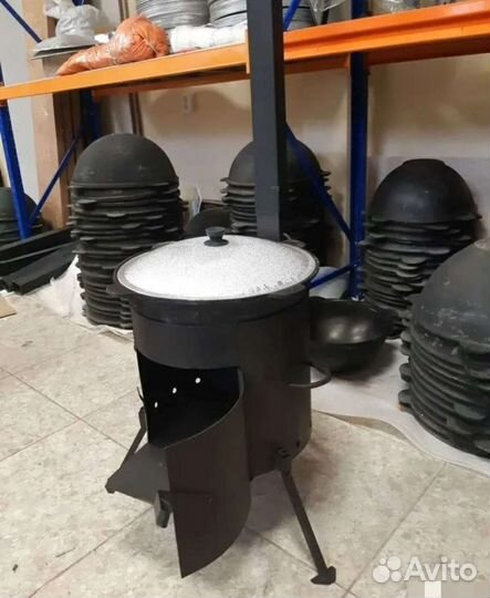 Казан чугунный 12 литров + печка с дымоход