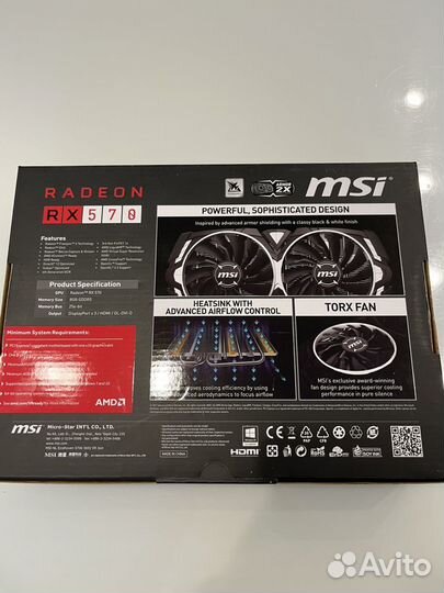 Видеокарта MSI AMD Radeon RX 570 armor 8GB