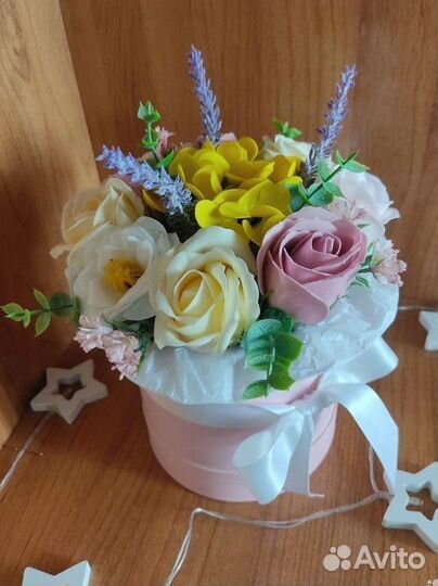 Мыльные цветы в шляпной коробке Ставрополь