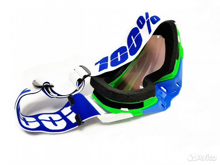 Мотокросс очки 100 Racercraft (зелено-сине-белый)