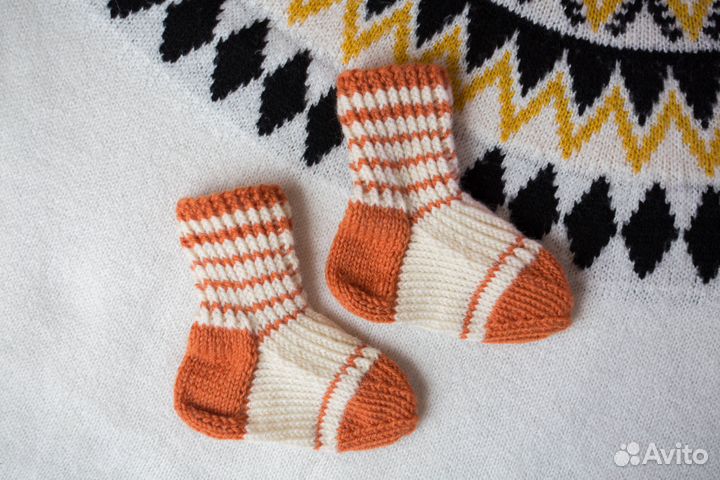 Шерстяные вязаные носки ручной работы детские