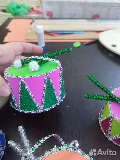 Ёлочная игрушка барабан хэндмейд