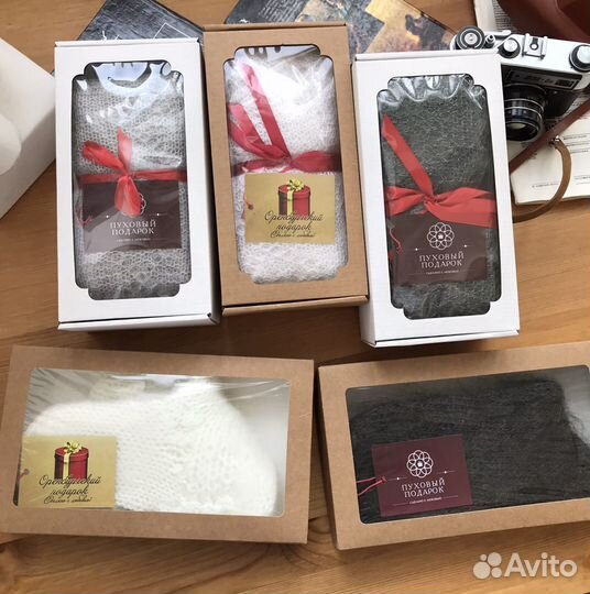 Пуховая косынка шаль Серый пуховый платок