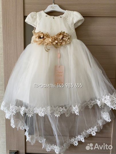 Нарядное белое платье для девочки 92 см