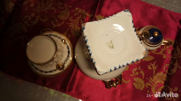 Самовар Гжель с позолотой сувенирный