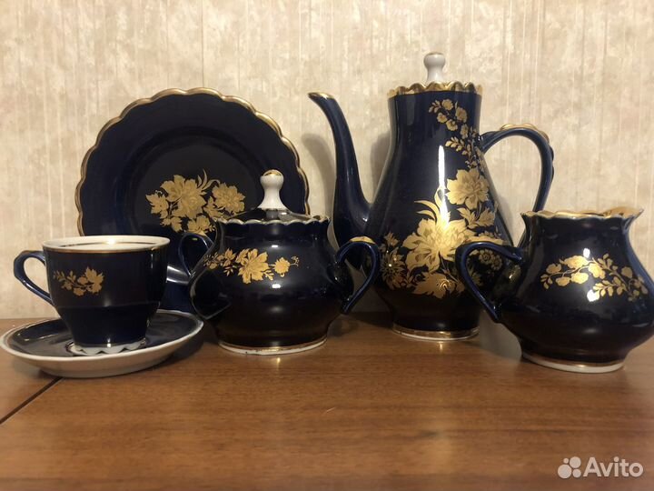 Сервиз кофейный, Россия, кобальт с позолотой