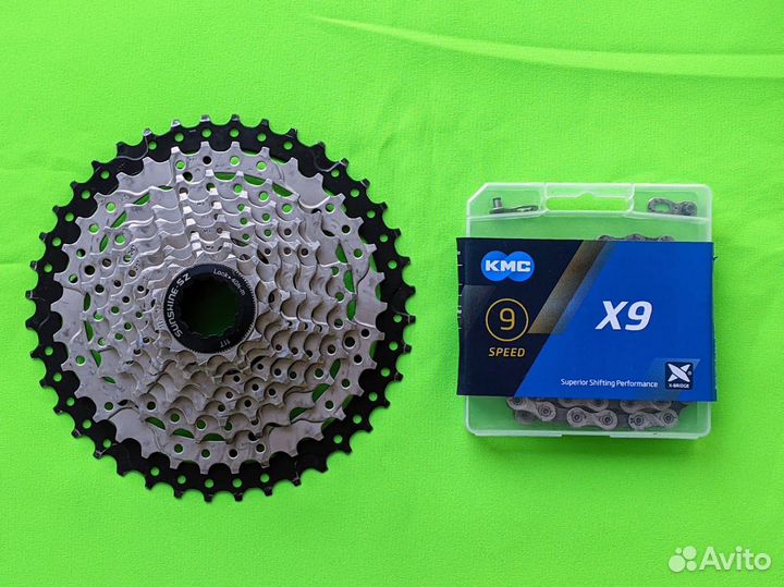 Кассета Sunshine 9ск 11-40 и цепь KMC X9