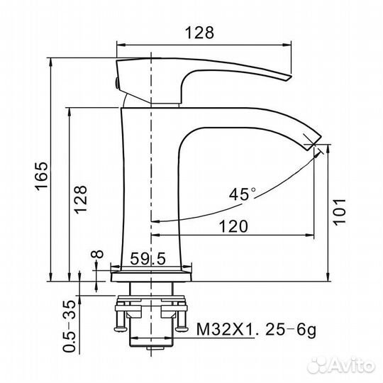 Смеситель для раковины G1007-9 ф35, на гайке Gappo