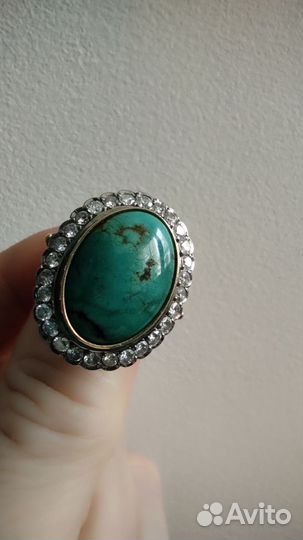 Золотое кольцо бирюза бриллианты
