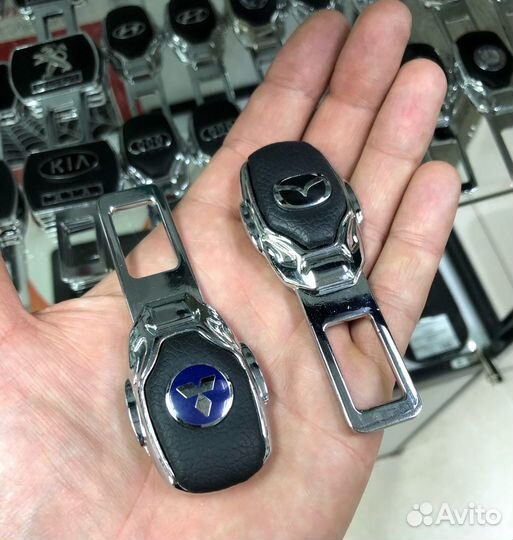 Заглушки ремня безопасности металл+экокожа 2шт