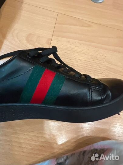 Кожаные кеды gucci унисекс