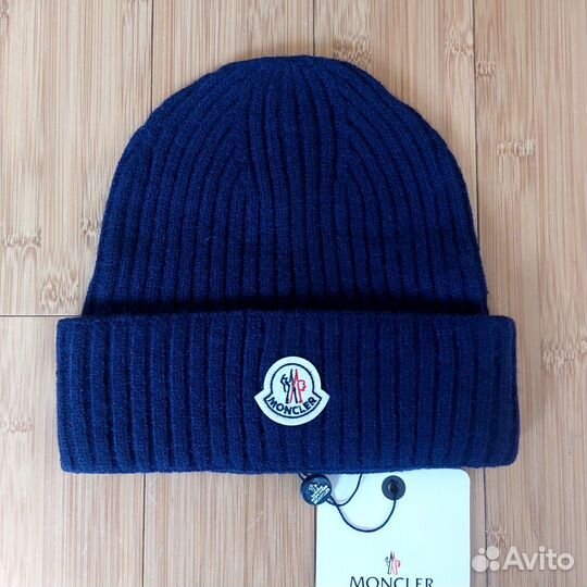 Шапка Moncler premium синяя