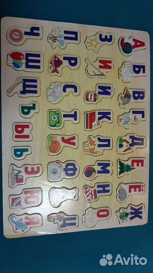 Азбука и цифры, фигуры (дерево, магнитные)