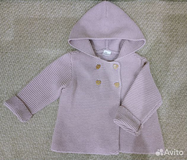 Кардиган для девочки с капюшоном H&M HM 80 размер