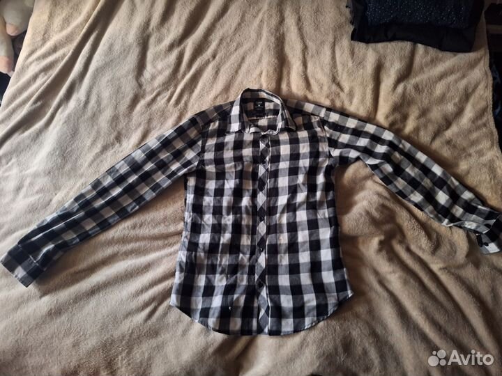 Рубашка мужская черно-белая