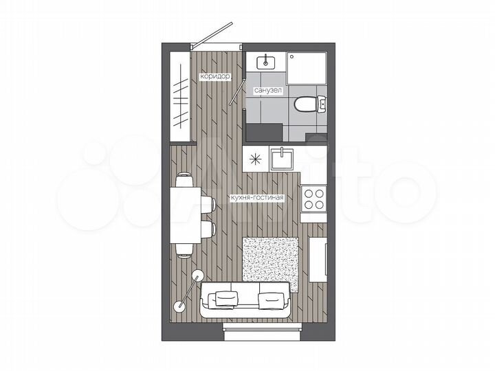 Квартира-студия, 20,2 м², 12/19 эт.