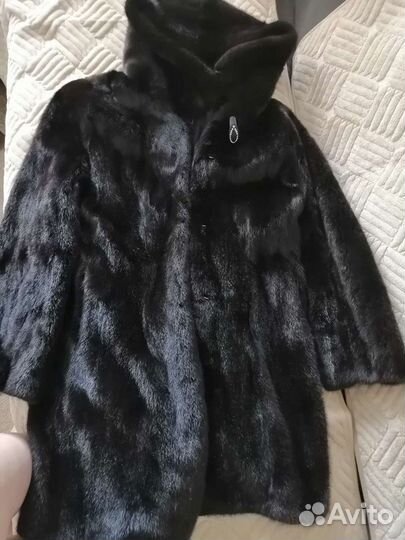 Шуба норковая с капюшоном 44 46 бу