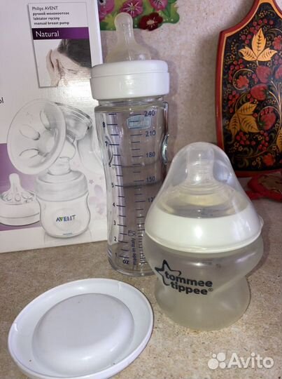 Молокоотсос avent ручной+ доп. Бутылочка