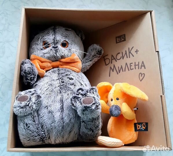 Кот Басик с мышкой Миленой 25 см. Новый Basic