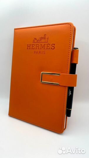 Блокнот hermes с ручкой premium