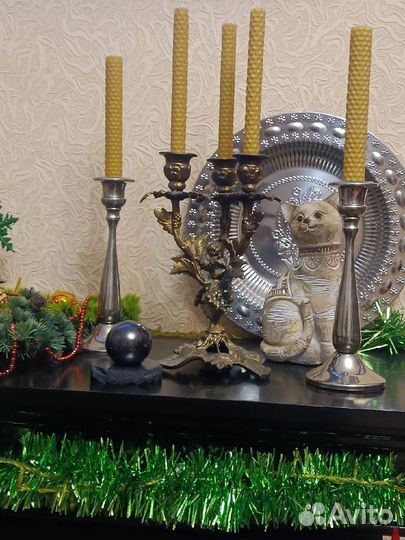 Свеча столовая из вощины высота 13 см, диаметр 1,5