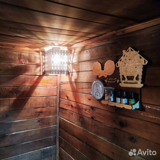 Декоративный абажур светильника в баню и сауну, за