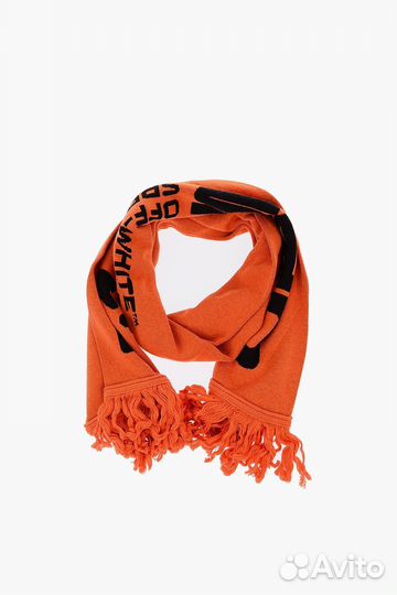 OFF-white wavy line logo scarf orange шарф