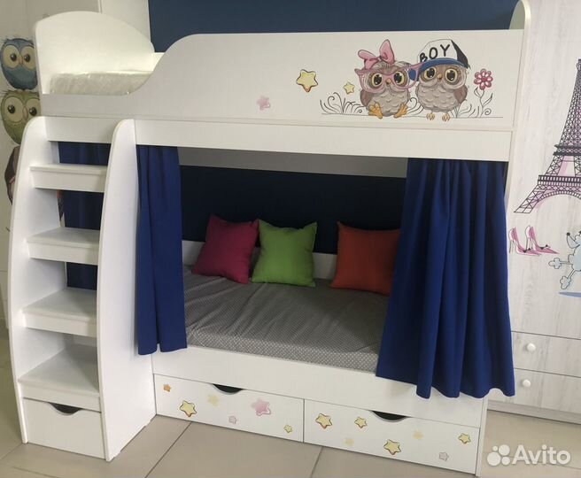 Кровать 2-х ярусная (коллекция мебели Совята)