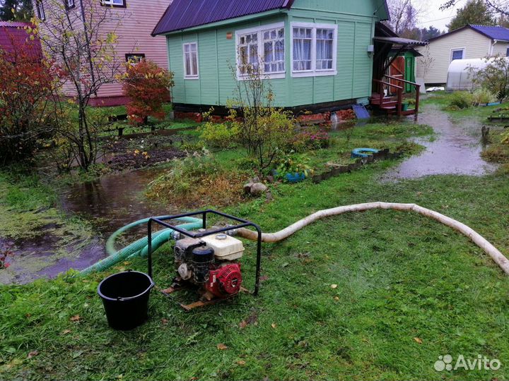 Откачка воды в зонах затопления, подвалах, стройке