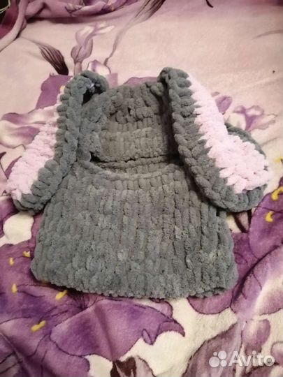 Детская плюшевая балаклава заяц