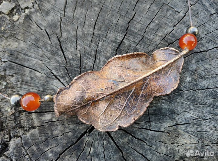 Живые украшения из меди и листьев(гальваника)