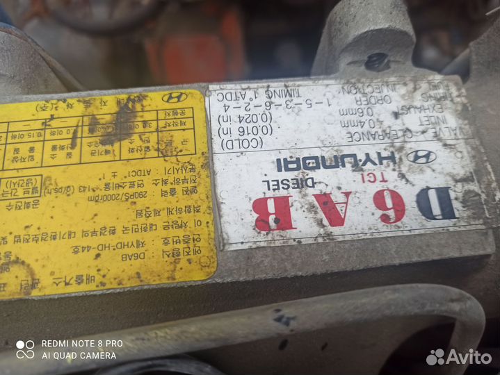 Двигатель в разборе D6AB. Хундай HD