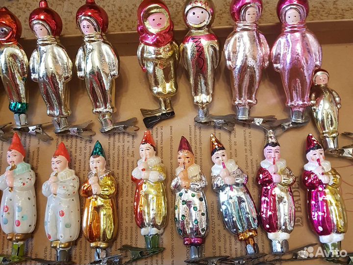 Елочные игрушки СССР клоуны,космонавты