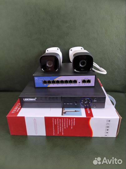 Комплект видеонаблюдения ip Poe 8мпх на 2 камеры